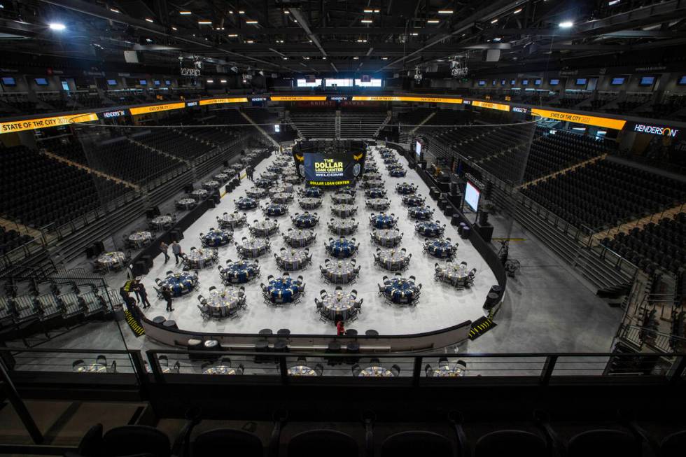 Tables are set up for the Mayor’s State of the City 2022 address during a tour of the ne ...