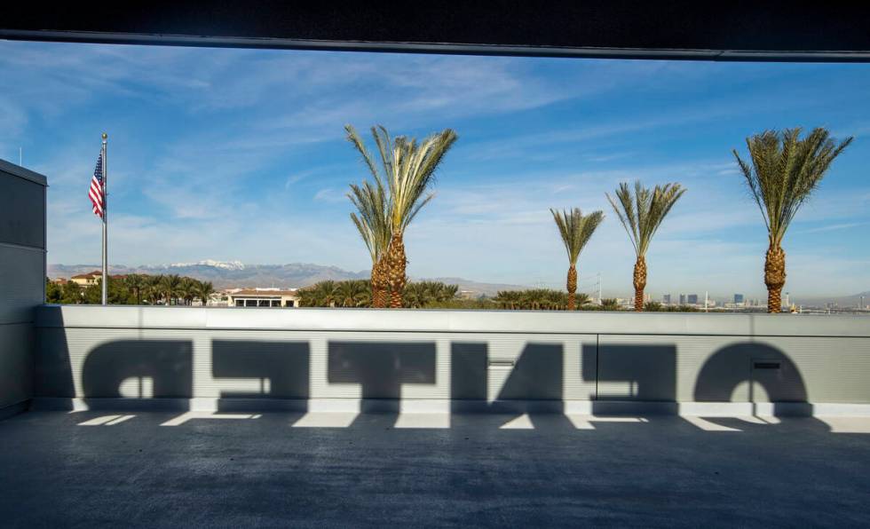 A deck with view overlooks the Tiltyard during a tour of the new Dollar Loan Center on Thursday ...