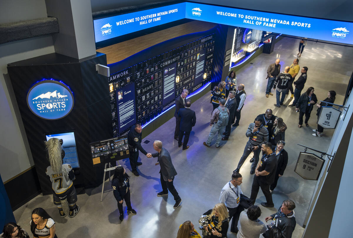 The Southern Nevada Sports Hall of Fame display has their new home off the arena concourse duri ...