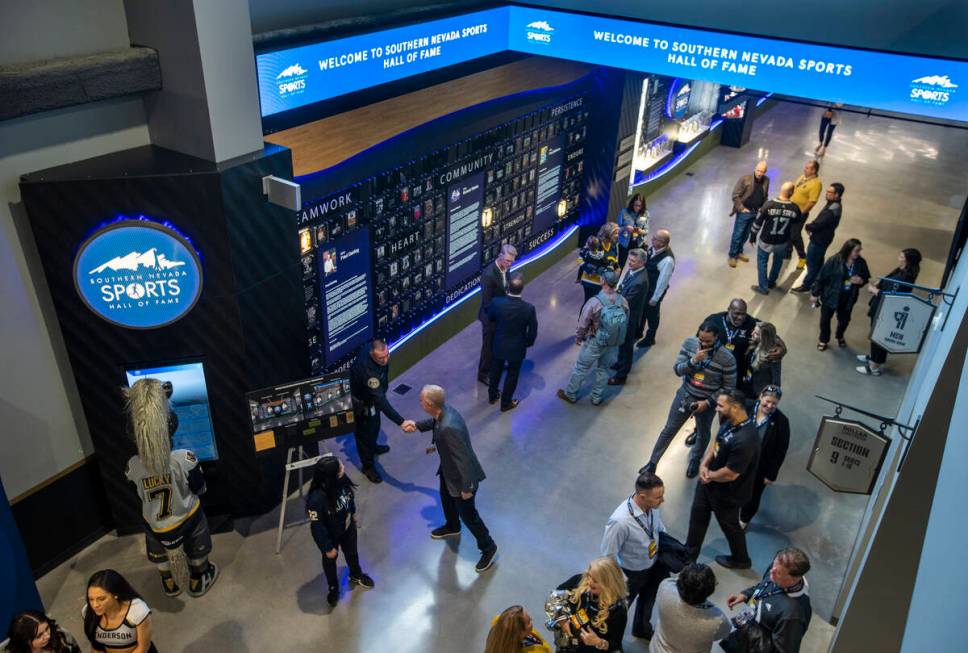 The Southern Nevada Sports Hall of Fame display has their new home off the arena concourse duri ...