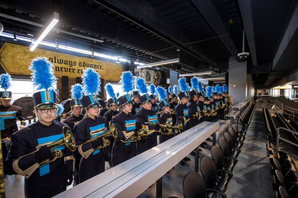 Foothill High School band members perform for guests in the arena following a ribbon-cutting ce ...