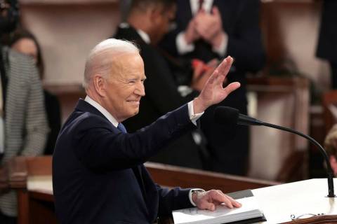 President Joe Biden arrives to deliver his State of the Union address to a joint session of Con ...