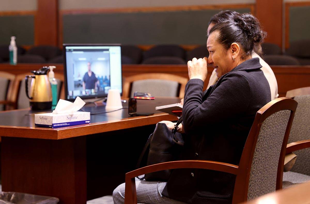 Sandra Meraz speaks in court at the Regional Justice Center in Las Vegas Friday, March 4, 2022, ...