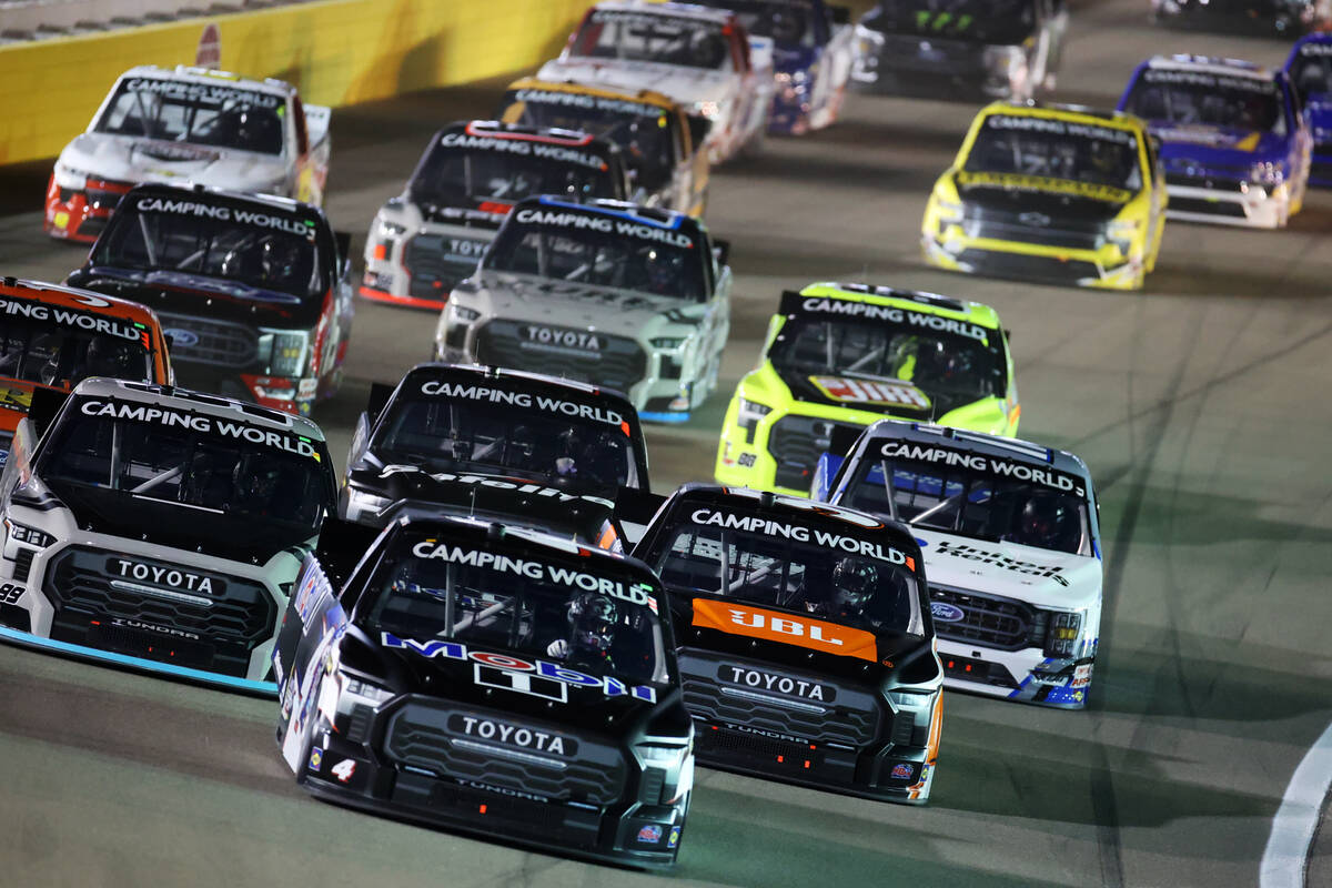 Drivers compete in the Nascar Camping World Truck Series 5th Annual Victoria’s Voice 200 ...