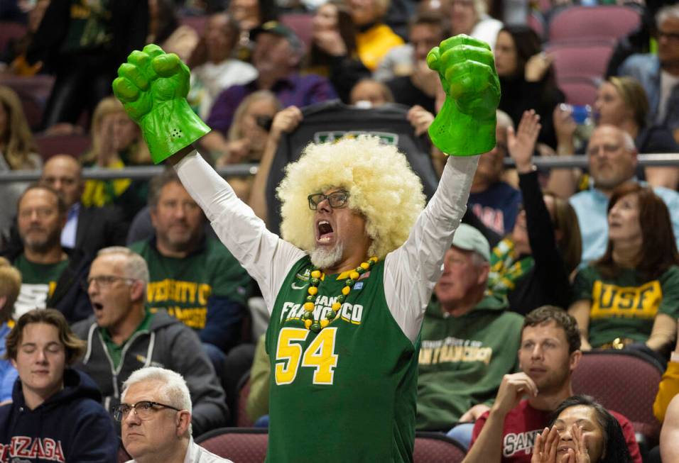 San Francisco fans cheer for the Dons in the second half of the West Coast Conference tournamen ...