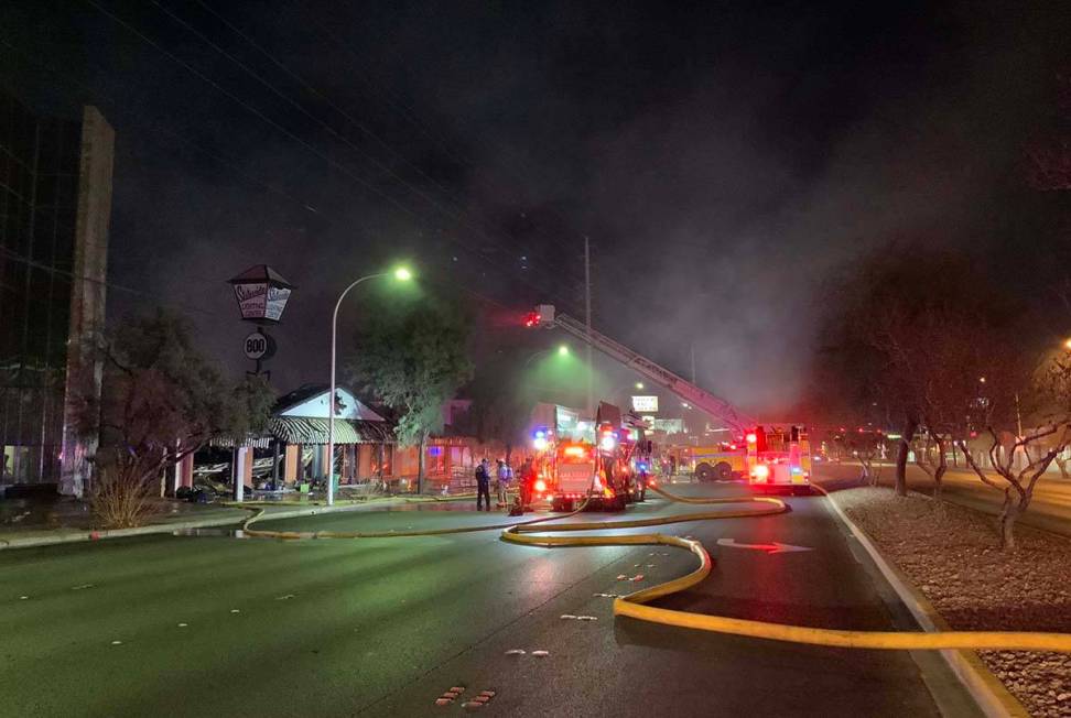 The Statewide Lighting Center business at 800 E. Sahara Ave., which was badly damaged by a larg ...