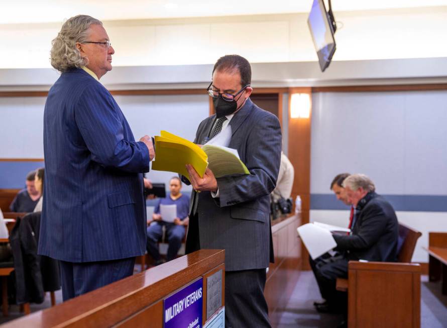 (From left) Lawyers David Chesnoff and Richard Schonfeld appear in court for a case involving N ...