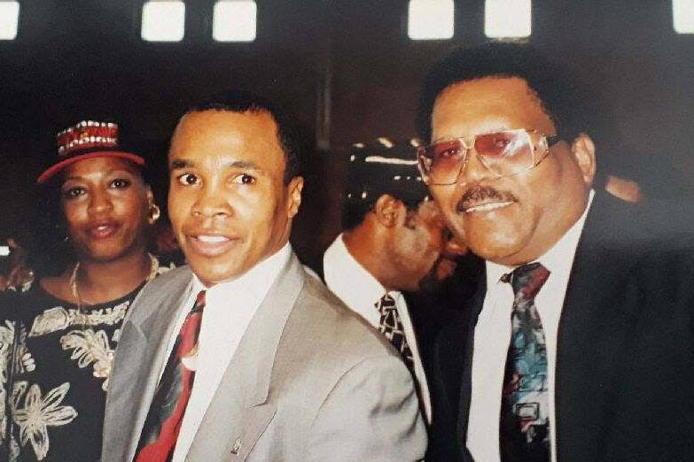 David Biddle Jr., right, with famed boxer Sugar Ray Leonard. (Photo provided by the Biddle family)