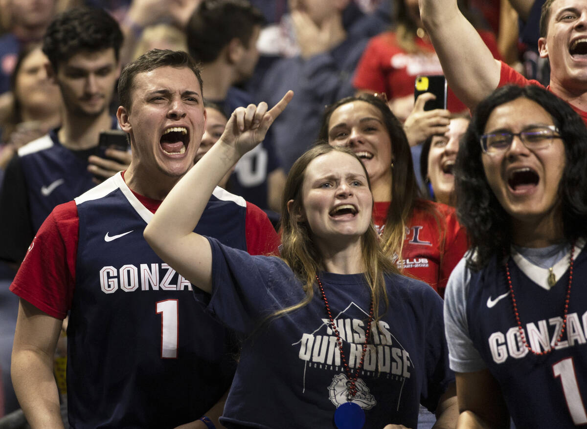 Gonzaga Bulldogs fans during the West Coast Conference tournament finals against St. Mary&#x201 ...