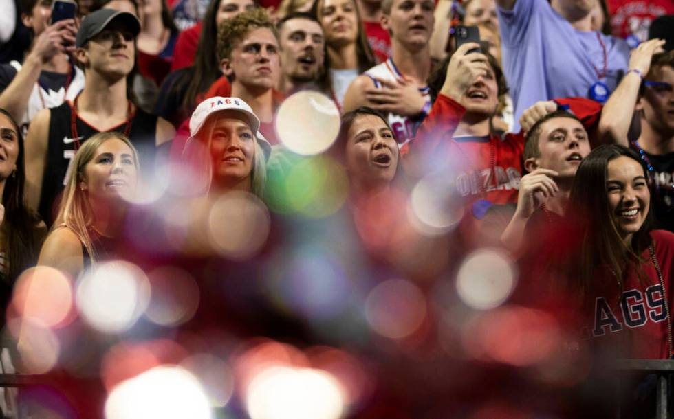 Gonzaga Bulldogs fans during the West Coast Conference tournament finals against St. Mary&#x201 ...