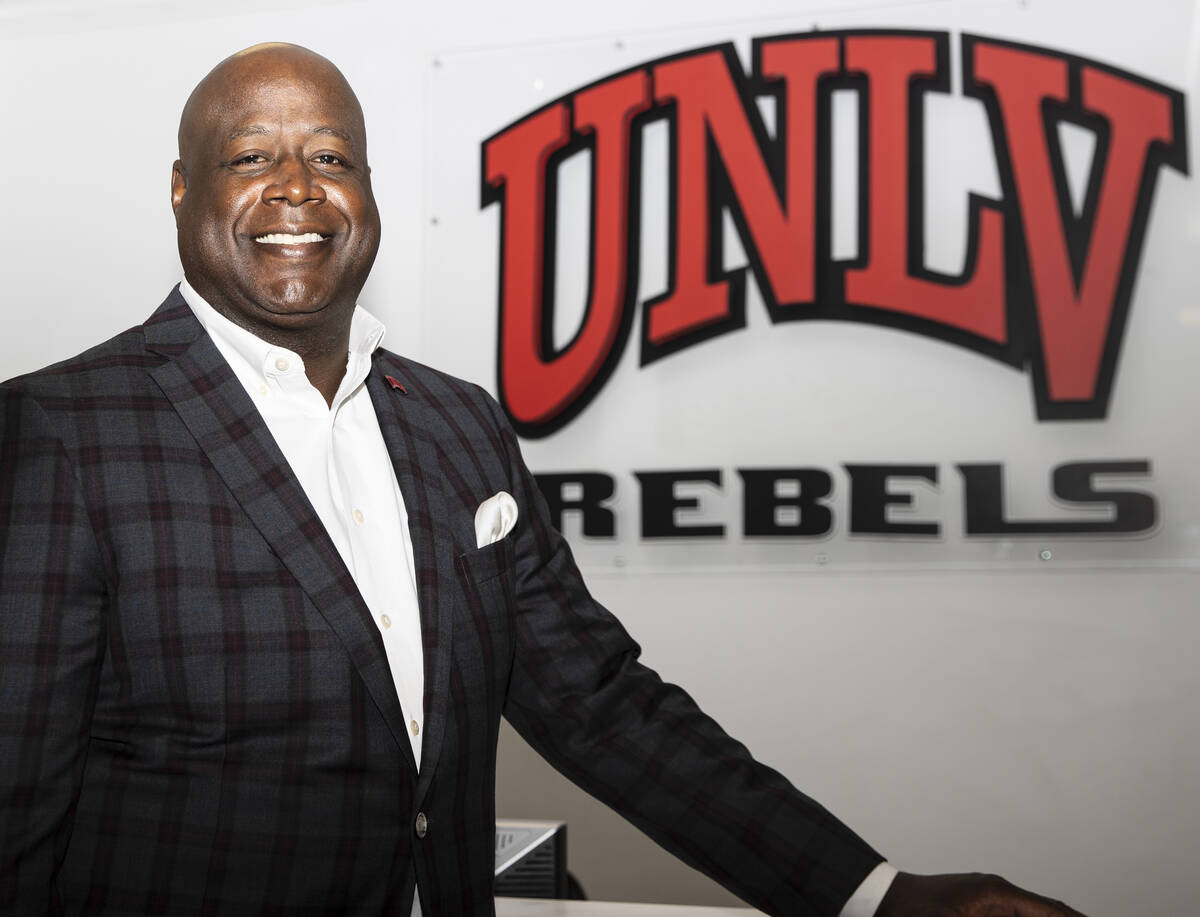 Erick Harper, the new UNLV’s athletic director, poses for a photo at the Thomas & Ma ...