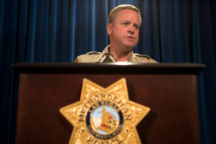 Then-Undersheriff Kevin McMahill speaks during a news conference at Metropolitan Police Departm ...
