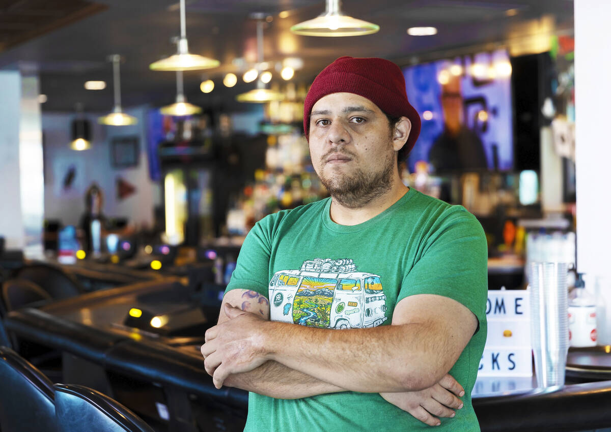 Jordan Camacho, co-owner of Sticks Tavern, on Wednesday, March 9, 2022, in Henderson. (Benjamin ...