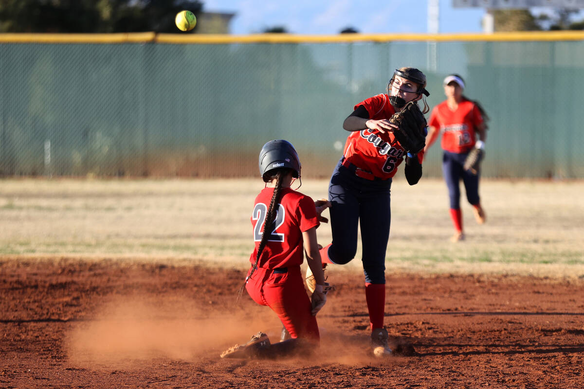 Coronado’s Mary Lou Tsunis (6) throws the ball to first base after getting an out agains ...