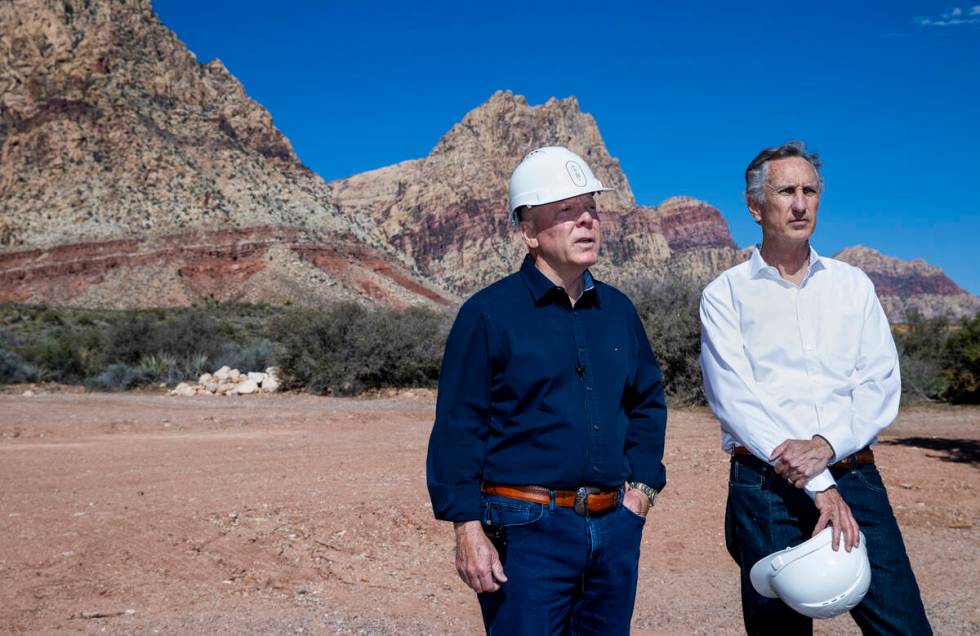 Joel Laub, left, and Randall Jones talk about The Reserve at Red Rock Canyon, a luxury housing ...