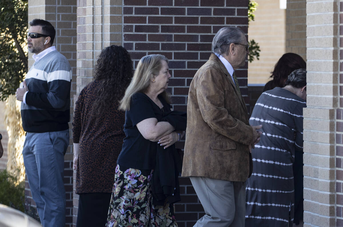 Mourners arrive at Church of Jesus Christ of Latter-day Saints to attend Rex Patchett’s, 13, ...