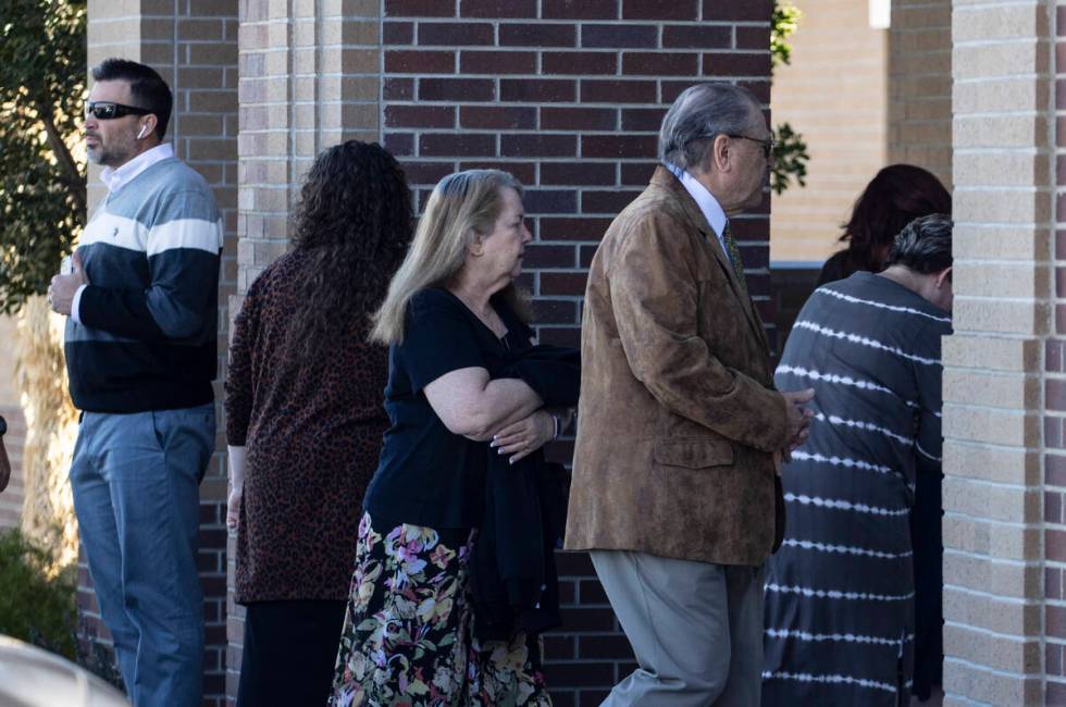 Mourners arrive at Church of Jesus Christ of Latter-day Saints to attend Rex Patchett’s, 13, ...