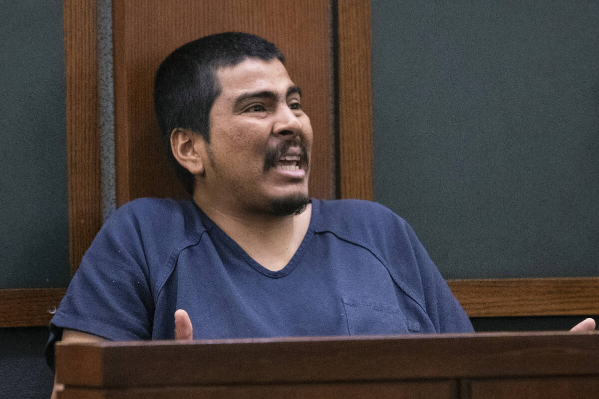 Hector Oswaldo Orellana reacts as his charges are read by a prosecutor at the Regional Justice ...