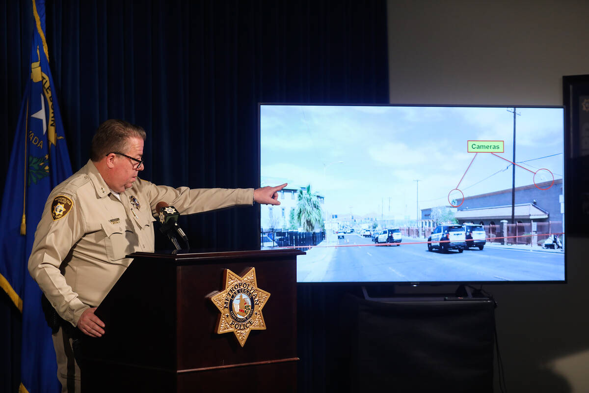 Metropolitan Police Assistant Sheriff John McGrath addresses the media regarding an officer inv ...