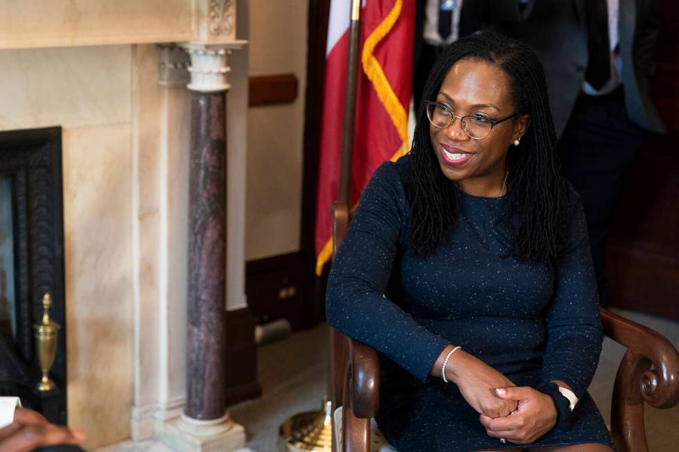 Supreme Court nominee Judge Ketanji Brown Jackson meets with Sen. Raphael Warnock, D-Ga., on Ca ...