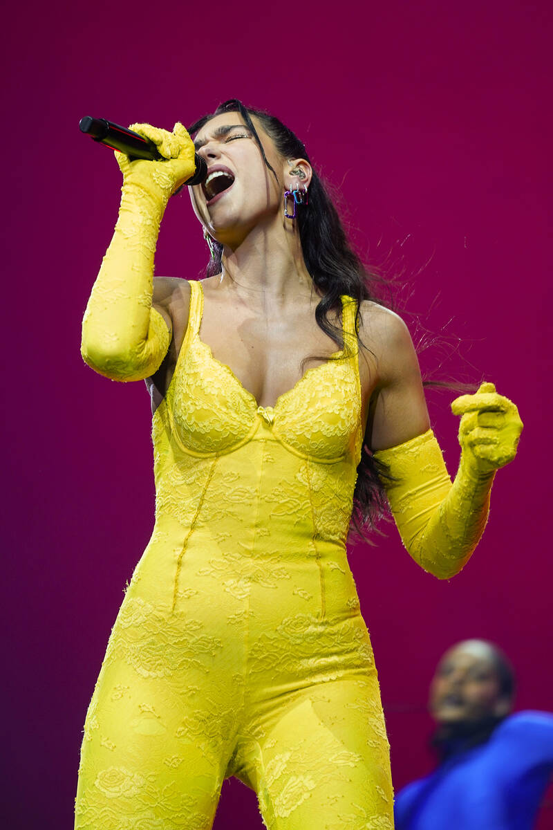 Dua Lipa performs at the United Center on Wednesday, March 9, 2022, in Chicago. (Photo by Rob G ...