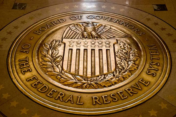 The seal of the Board of Governors of the United States Federal Reserve System. (AP Photo/Andre ...