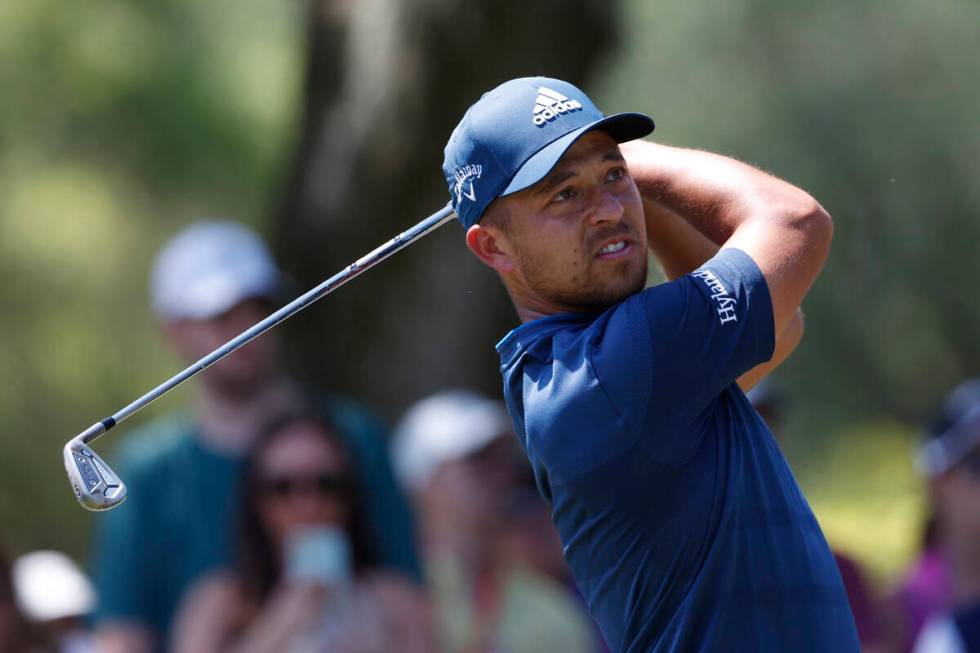 Xander Schauffele tees off on the second hole during the third round of the Valspar Championshi ...