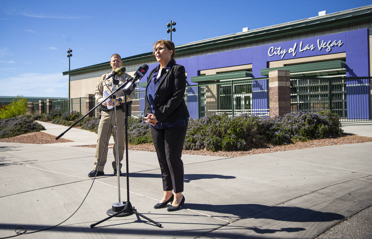 Las Vegas City Councilwoman Victoria Seaman speaks about the 2021 shooting that took place at t ...