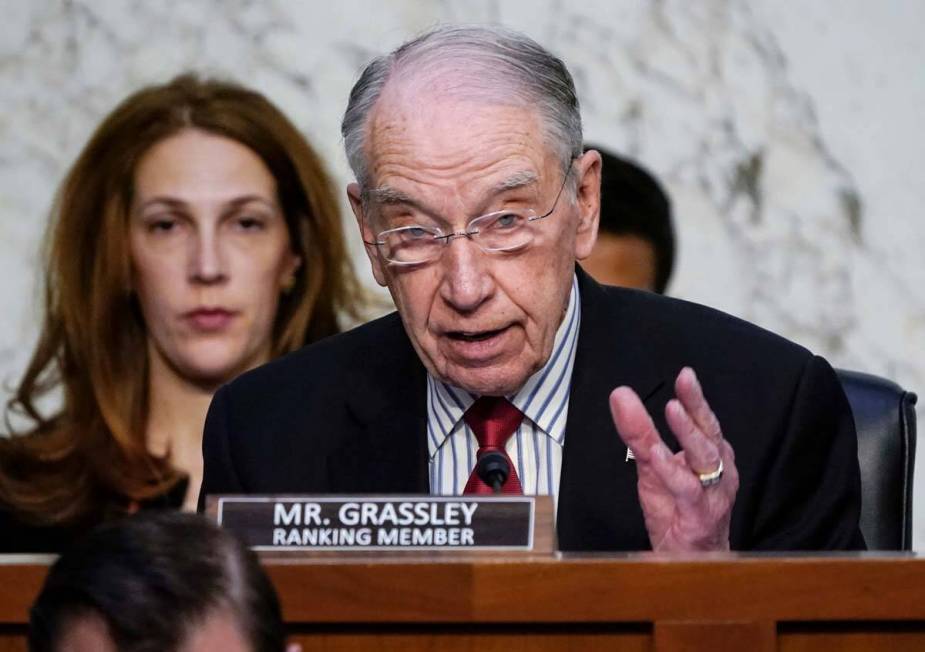 Sen. Chuck Grassley, R-Iowa, the ranking member of the Senate Judiciary Committee, questions Su ...