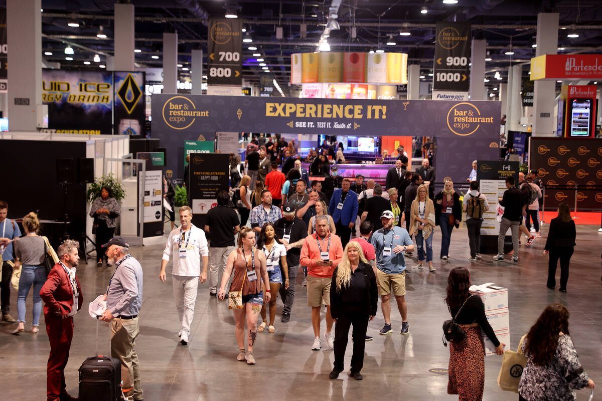 Conventioneers at the Bar & Restaurant Expo as part of the first-ever Las Vegas Food & ...