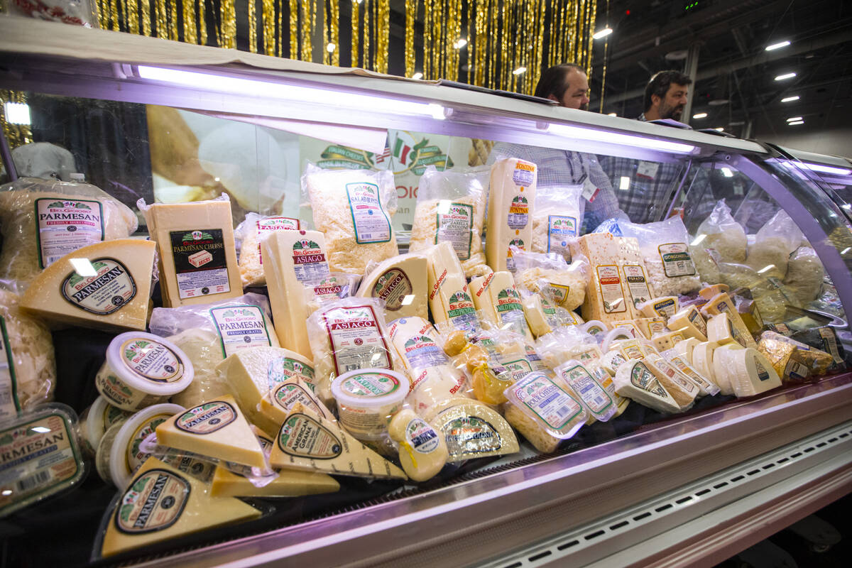 Product offerings from BelGioioso Cheese are seen during the International Pizza Expo at the La ...