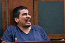 In this March 16, 2022, file photo, Hector Orellana reacts as his charges are read by a prosecu ...