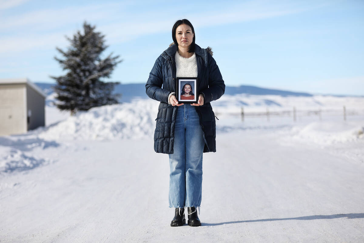 Chelsea Roberts, of Driggs, Idaho, holds a photo of daughter Georgia Durmeier, who died at the ...