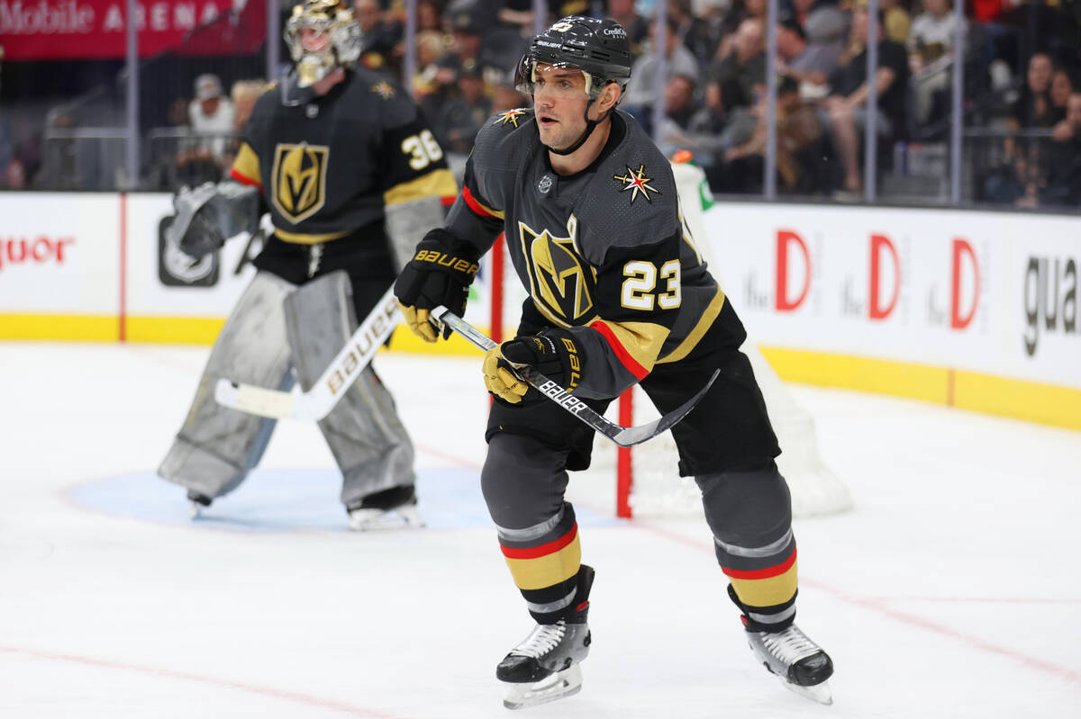 Vegas Golden Knights defenseman Alec Martinez (23) plays during the second period of an NHL hoc ...