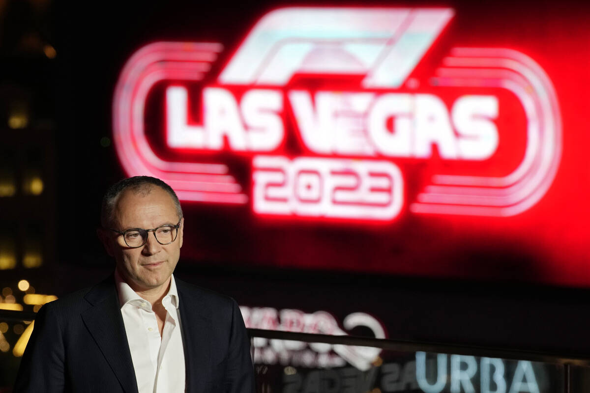 Stefano Domenicali, president and CEO of Formula 1, speaks during a news conference announcing ...