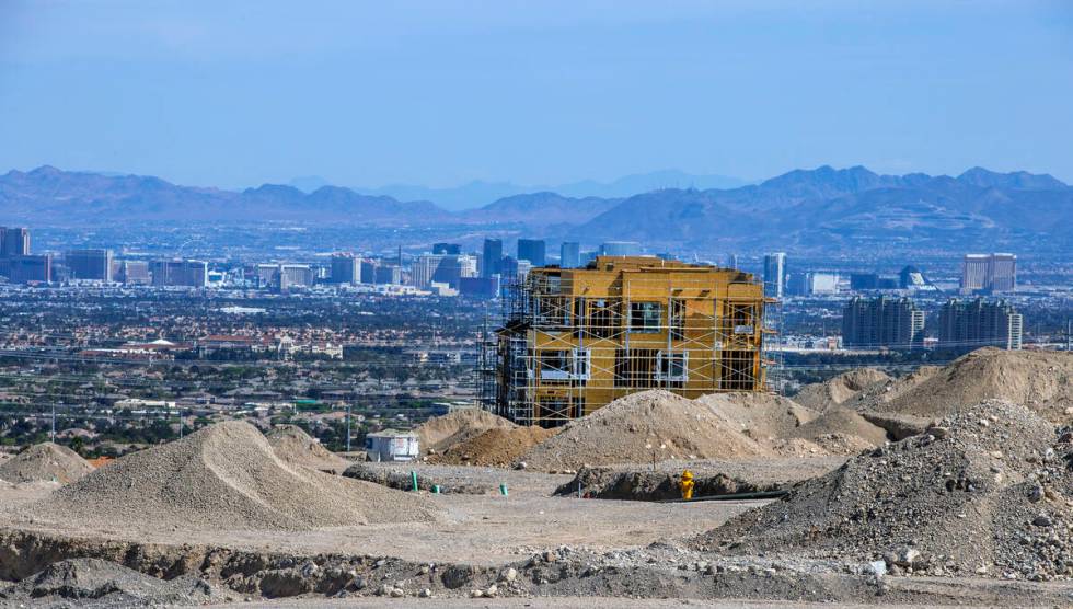 A new building is under construction north of West Lake Mead Boulevard and the 215 Beltway on W ...