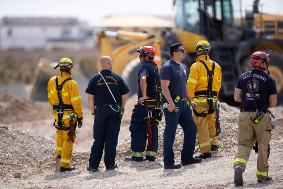 Las Vegas police and firefighters from various agencies respond to an apparent workplace fatali ...