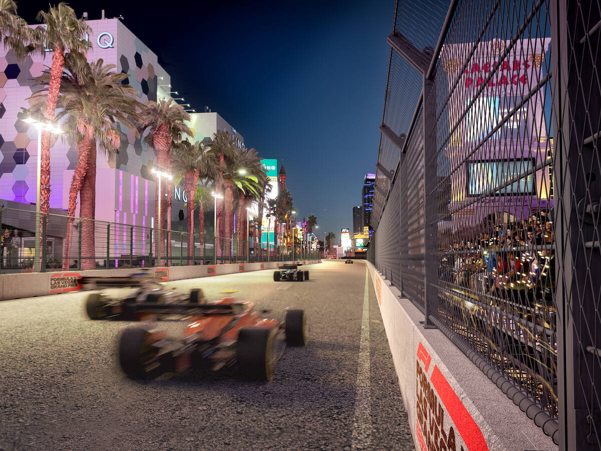 Artist rendering showing what the Formula One's Las Vegas Gran Prix race will look like when it ...