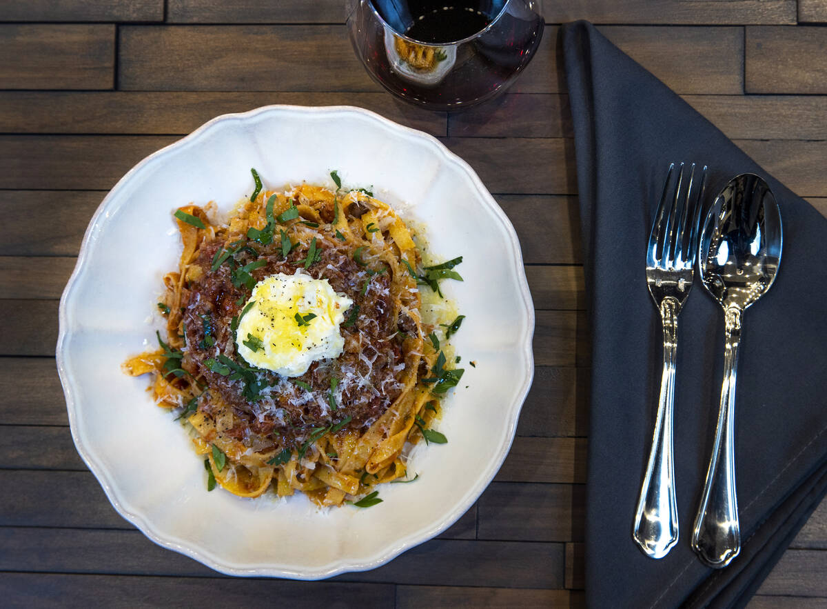 Chef Rob Moore prepares tagliatelle Bolognese at the Rosa Ristorante still under construction o ...