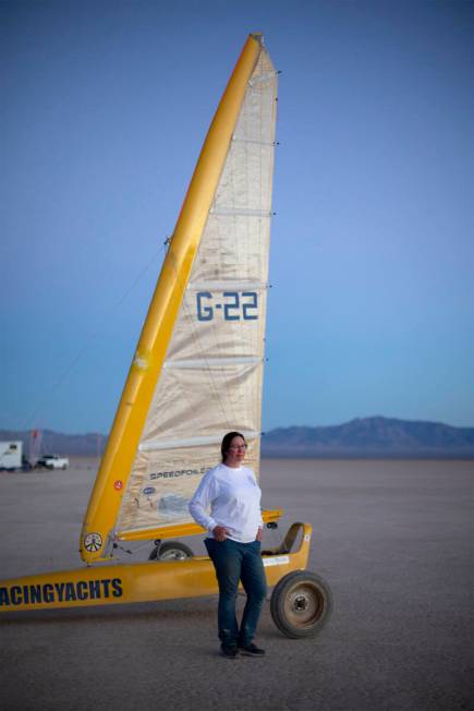 Renee Fields poses for a portrait at Ivanpah Dry Lake on Thursday, March 24, 2022, near Primm. ...