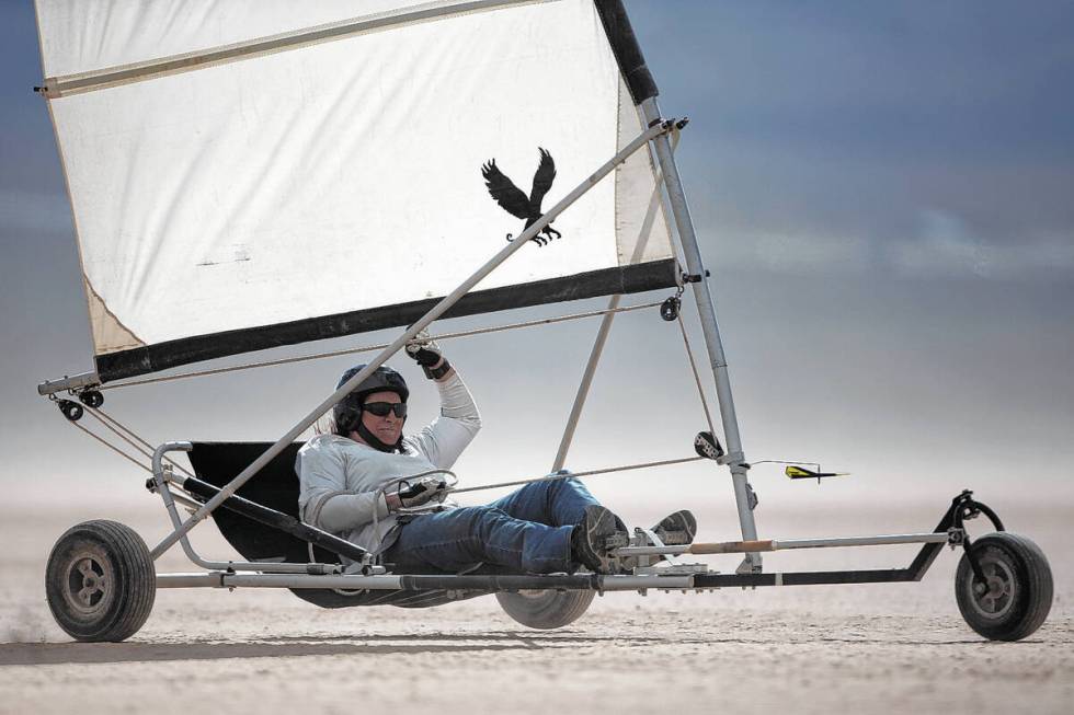 Renee Fields cheers as she wins the Manta twin class race during America's Landsailing Cup at I ...