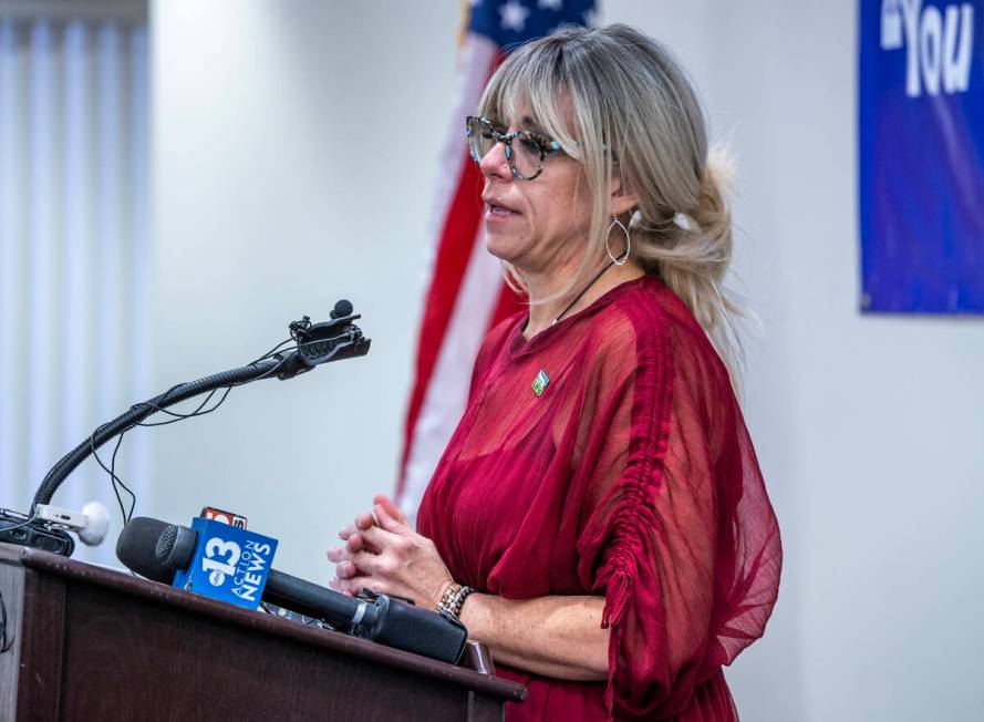 Courtney Kaplan speaks about her organ donor son Michael Sigler during a press conference encou ...