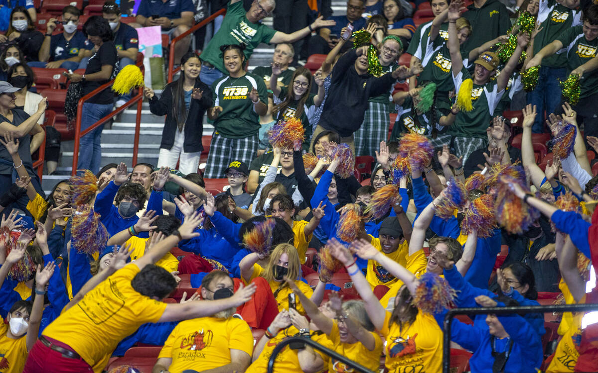 Fans from various teams keep things rowdy in the stands during the FIRST Robotics Competition a ...