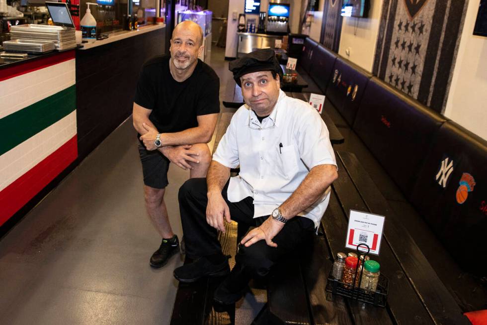 Brett Raymer, left, co-owner of Stallone's Italian Eatery and Chef Louie Zweifach pose for a ph ...