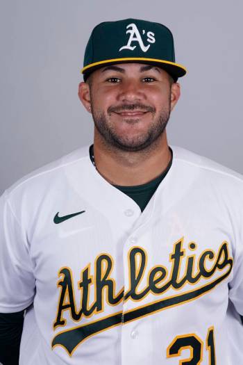 This is a 2022 photo of Vimael Machin of the Oakland Athletics baseball team. This image reflec ...