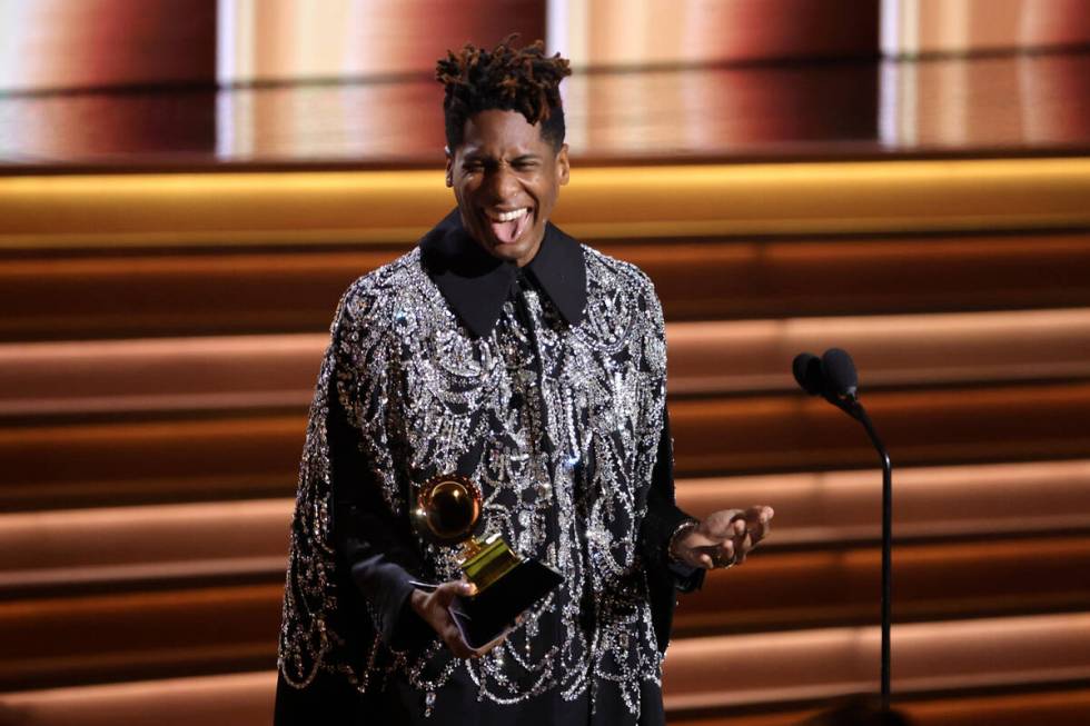 Jon Batiste accepts the Album of the Year award for “We Are” onstage during the 64th Annual ...