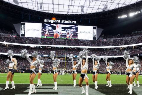 The Raiderettes perform for the fans as the Raiders battle the Philadelphia Eagles during the s ...