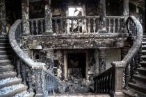 A view inside the Mariupol theater damaged during fighting in Mariupol, in territory under the ...