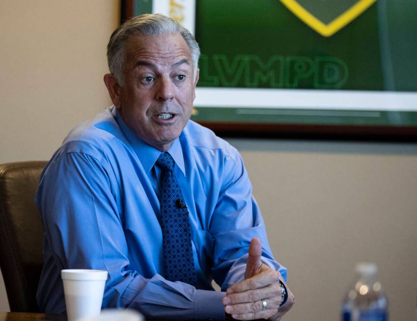 Clark County Sheriff Joe Lombardo speaks during an interview with the Review-Journal at Metropo ...