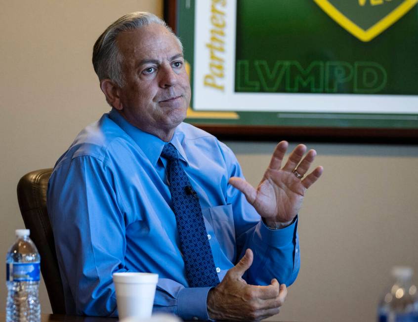 Clark County Sheriff Joe Lombardo speaks during an interview with the Review-Journal at Metropo ...